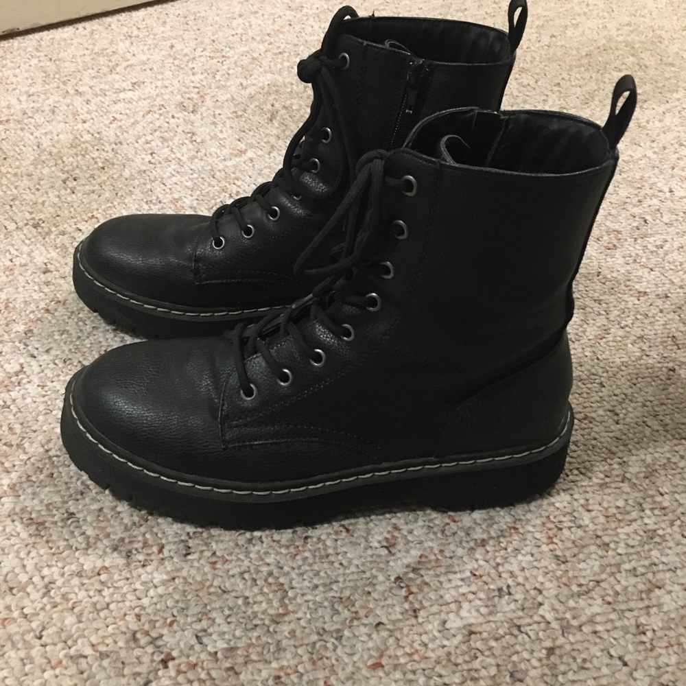 Sincerely Jules Black Zip Up Chelsea Combat Moto Boots